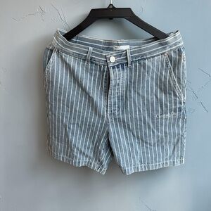 Dior Blue and White Pinstripe Denim Shorts